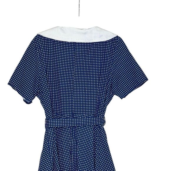 Hell Bunny Claudia 50’s Blue and White Polka Dot Fit and Flare Midi Dress 4X - Picture 5 of 9